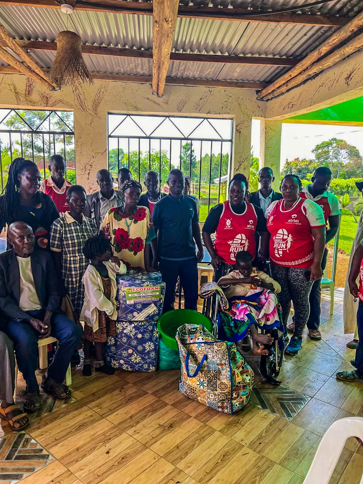 Community members walking together in Uganda